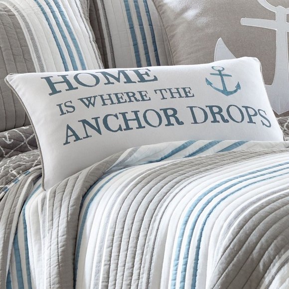 Provincetown Home Other - new Provincetown 12x24 Feather-Filled Pillow with Home is Where the Anchor Drops